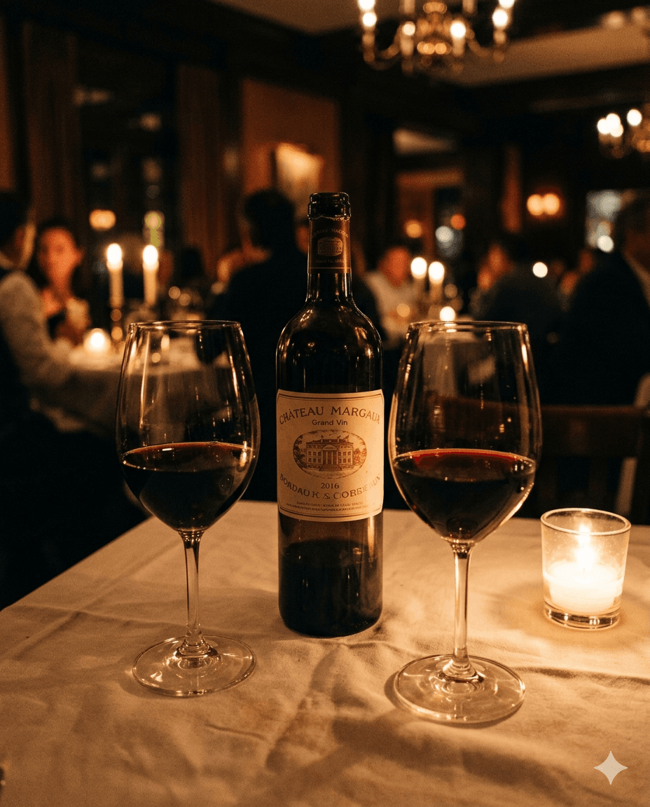 A glass of wine at the table
